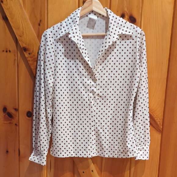 Polka Dot Button-Up Blouse - Picture 1 of 5